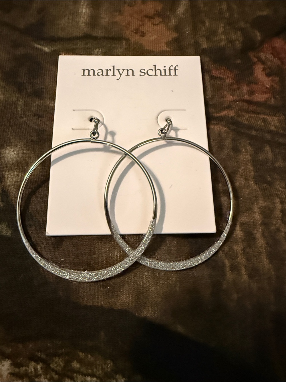 marlyn schiff Silver Glitter Large Hoop Earrings